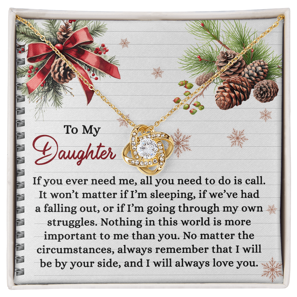 To My Daughter – I Will Always Be By Your Side, Unconditional Love Christmas Necklace Gift