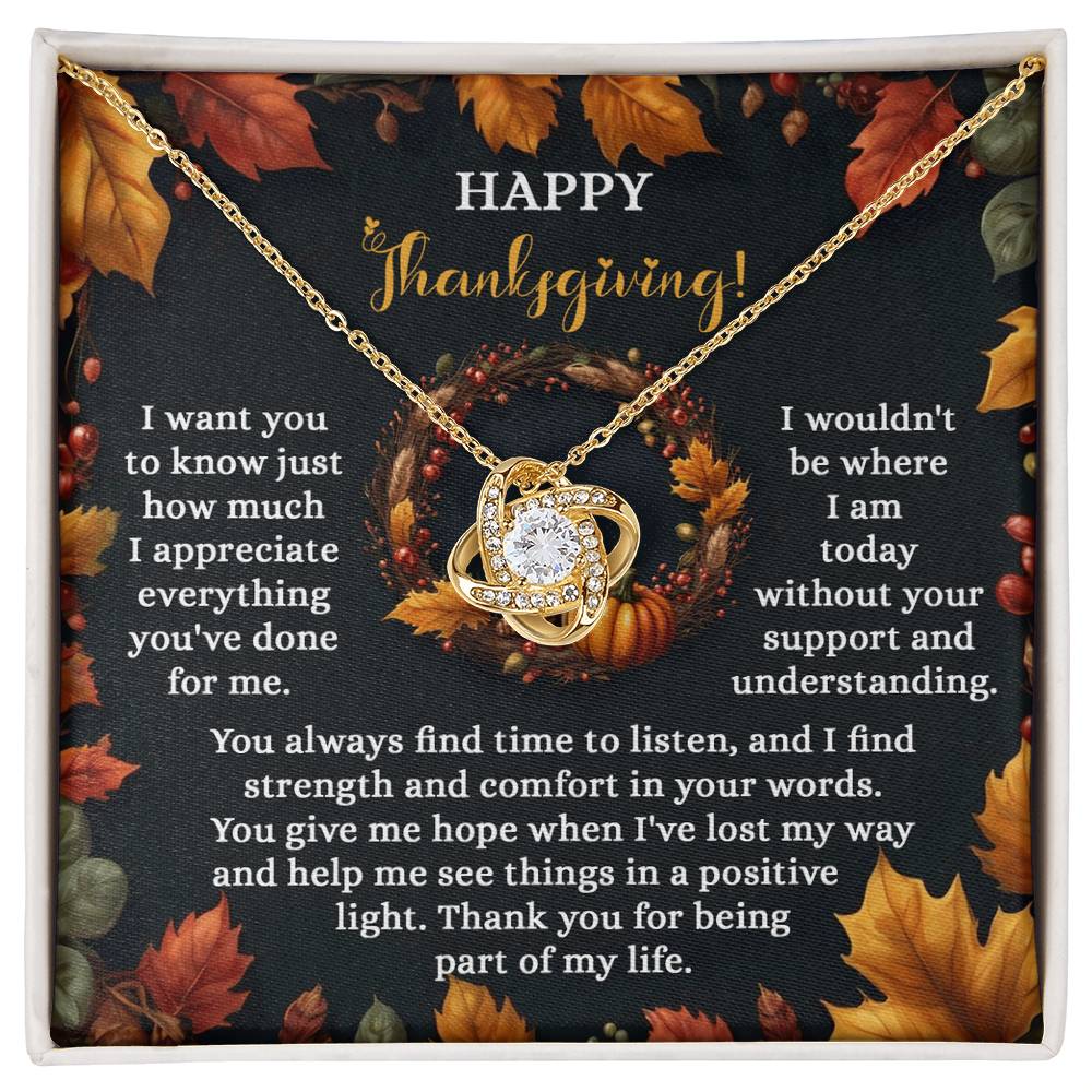 Thank You for Helping Me Find My Way Love Knot Necklace – Thanksgiving Jewelry Gift for Her