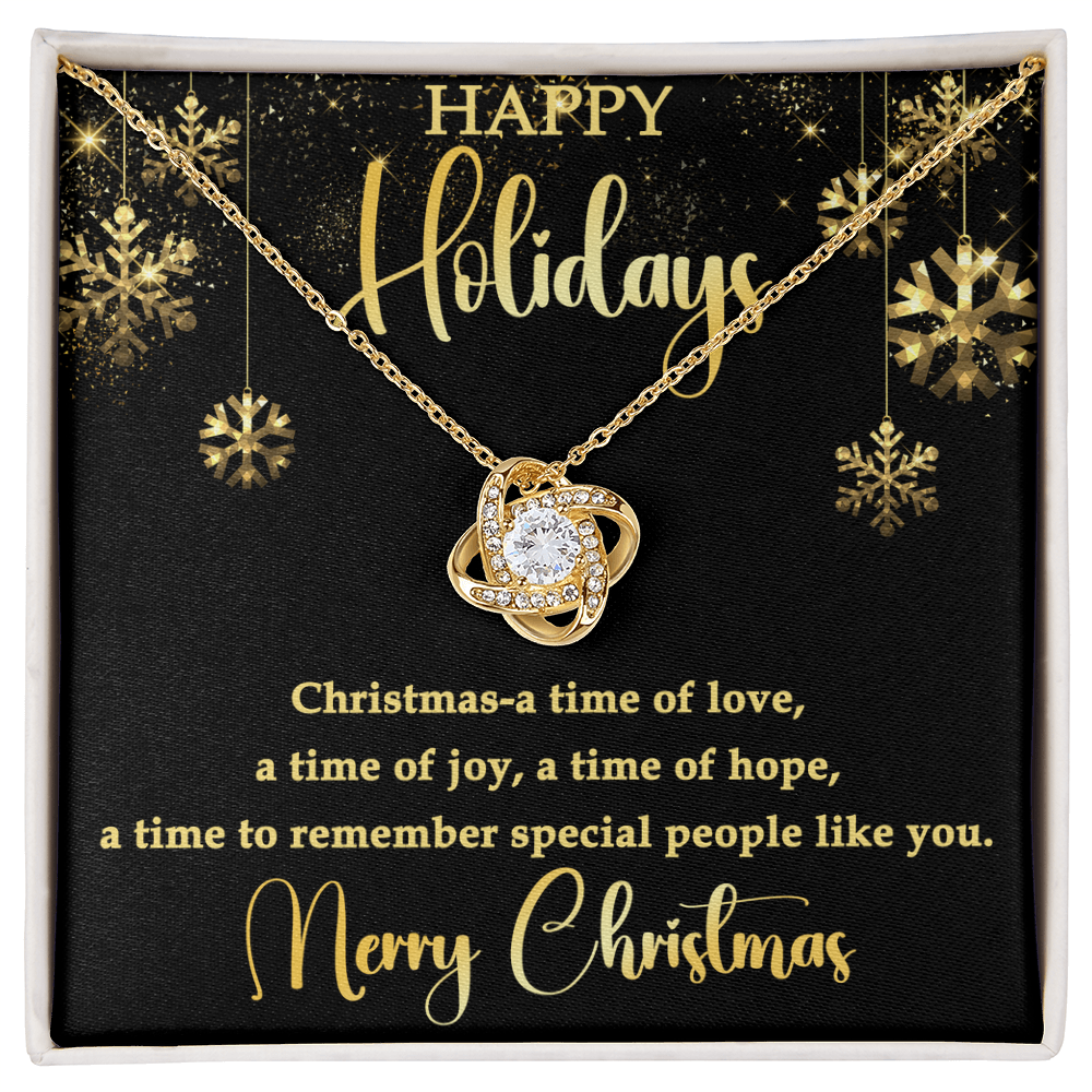 Happy Holidays Love Knot Necklace – Elegant Christmas Gift for Someone Special