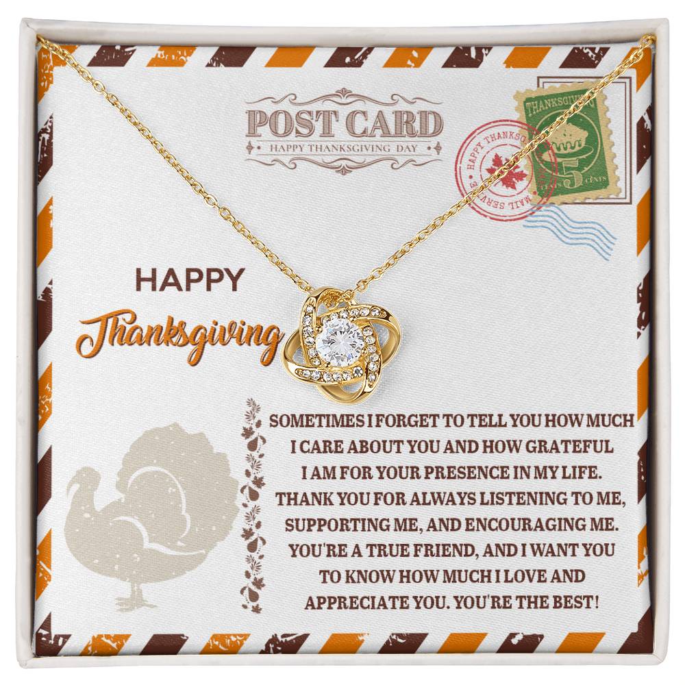 To a True Friend Love Knot Necklace – Gold or Silver Thanksgiving Appreciation Gift