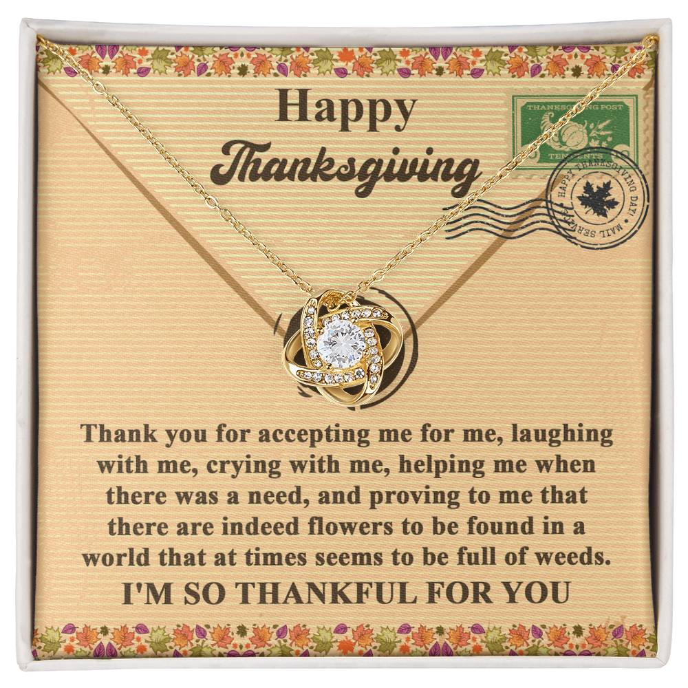 Thankful You Are One of Life’s Flowers Love Knot Necklace – Thanksgiving Gift for a Treasured Friend