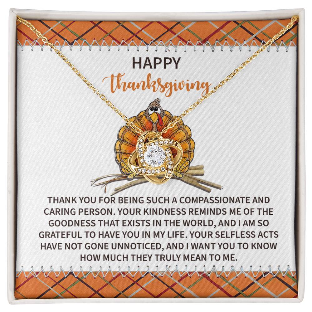 Thankful for Your Kind Heart Gold Love Knot Necklace – Meaningful Thanksgiving Gift for Her