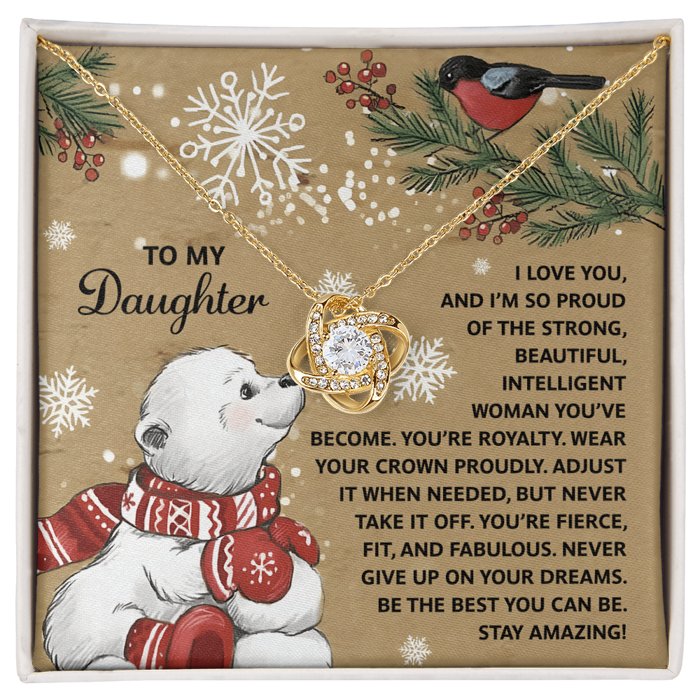 To My Daughter Christmas Necklace – Wear Your Crown Proudly – Inspirational Gift from Mom or Dad