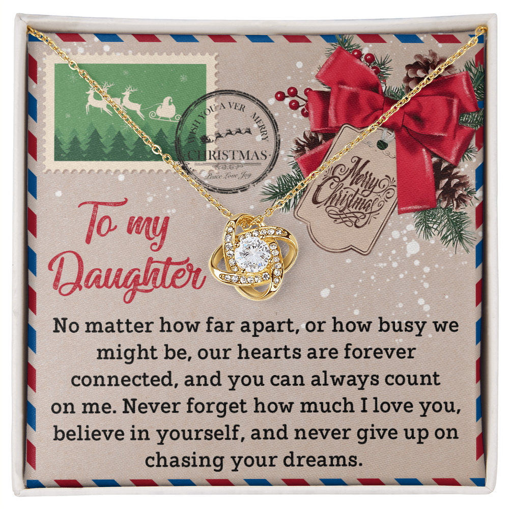 To My Daughter Christmas Necklace – Forever Connected Long Distance Gift from Mom or Dad
