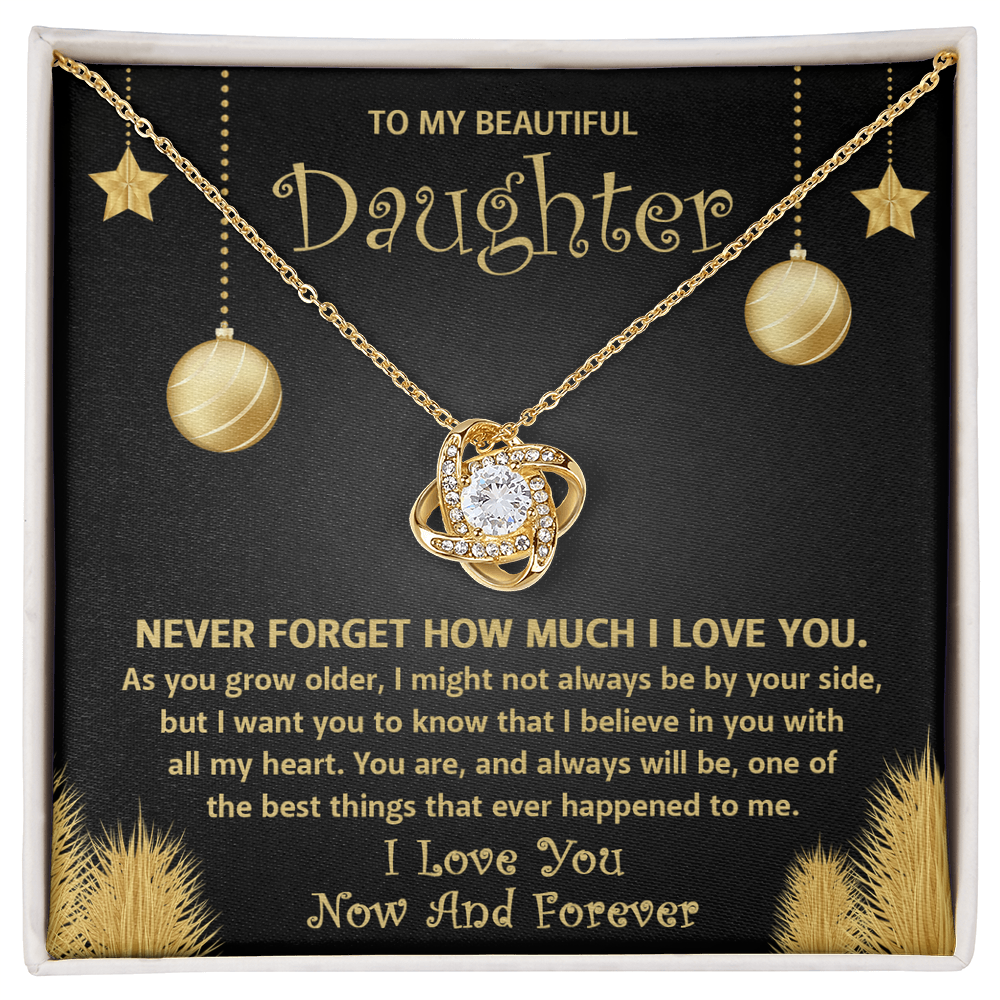 To My Beautiful Daughter Necklace – Never Forget How Much I Love You – Meaningful Gift from Mom or Dad