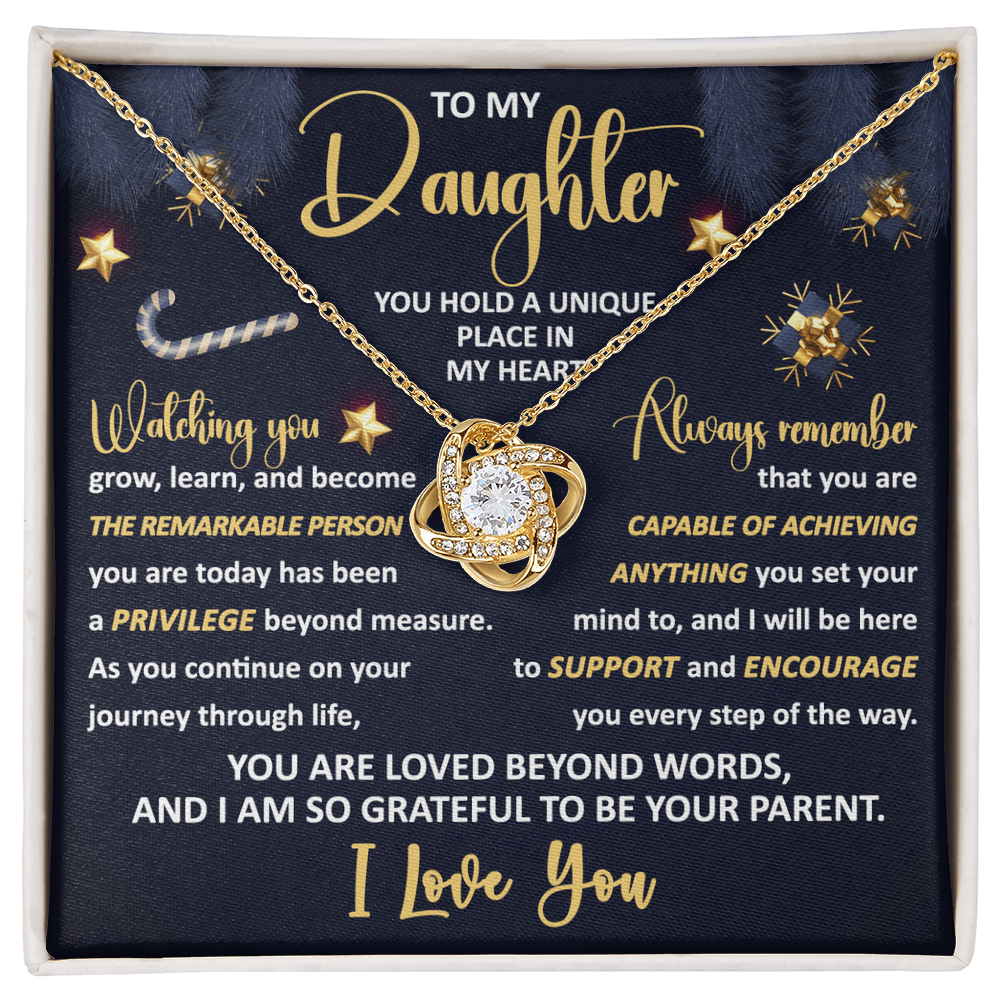 To My Daughter Necklace – You Hold a Unique Place in My Heart – Inspirational Gift from Mom or Dad