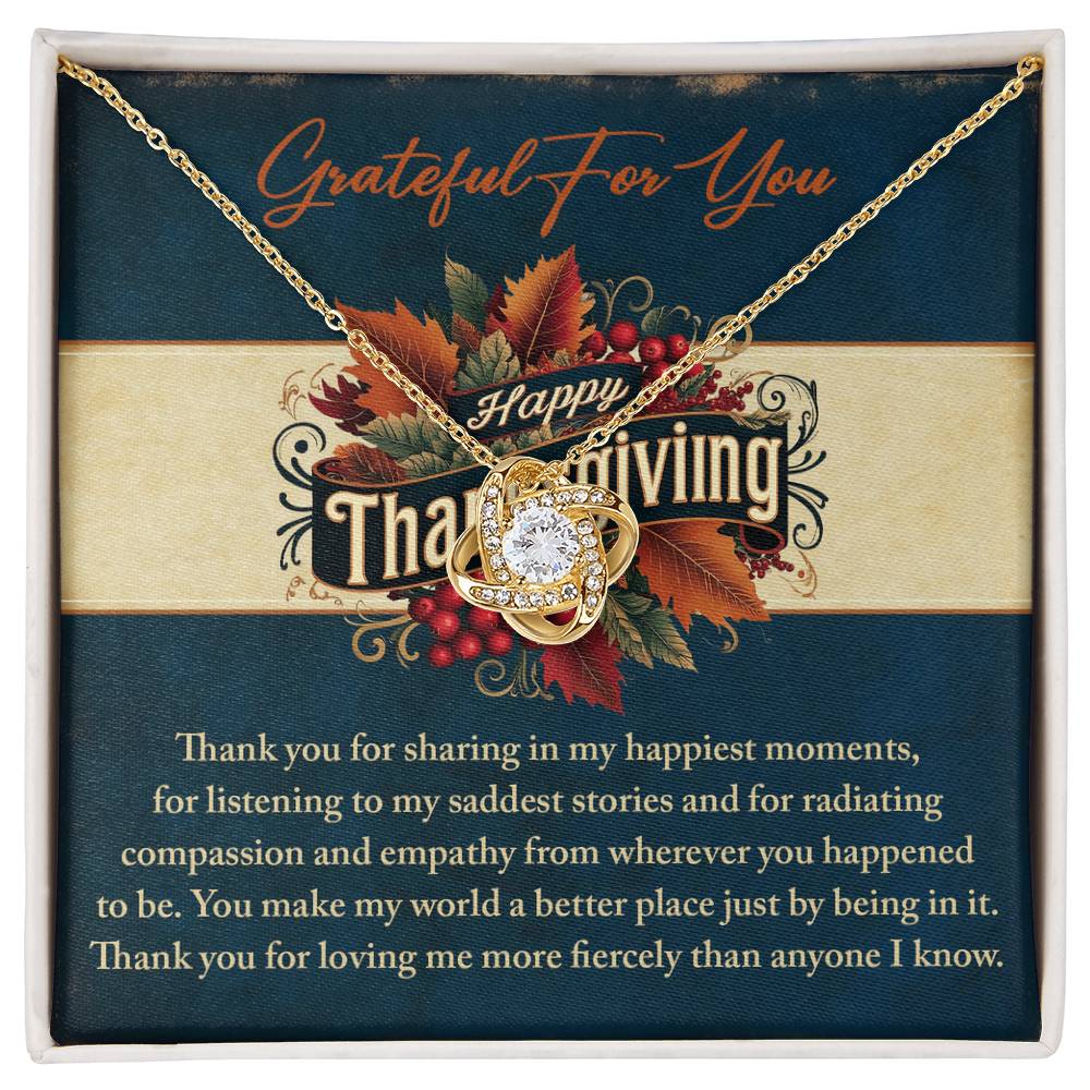 Grateful You Share Every Moment Gold Love Knot Necklace – Heartfelt Thanksgiving Gift for Her