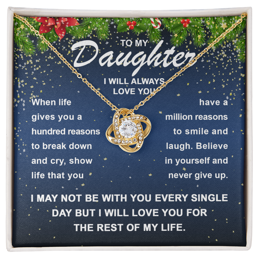 To My Daughter – I Will Always Love You, Smile & Laugh Through Life, Inspirational Christmas Necklace Gift