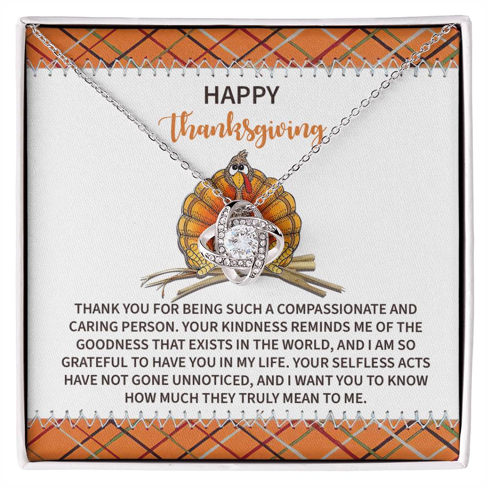 Thankful for Your Kind Heart Gold Love Knot Necklace – Meaningful Thanksgiving Gift for Her