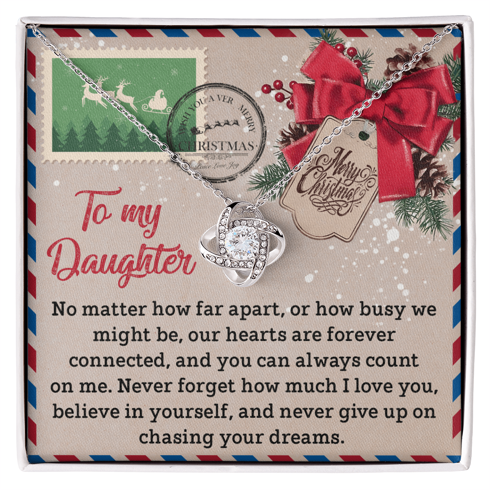 To My Daughter Christmas Necklace – Forever Connected Long Distance Gift from Mom or Dad