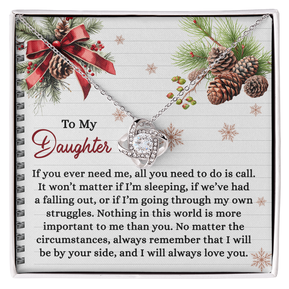 To My Daughter – I Will Always Be By Your Side, Unconditional Love Christmas Necklace Gift