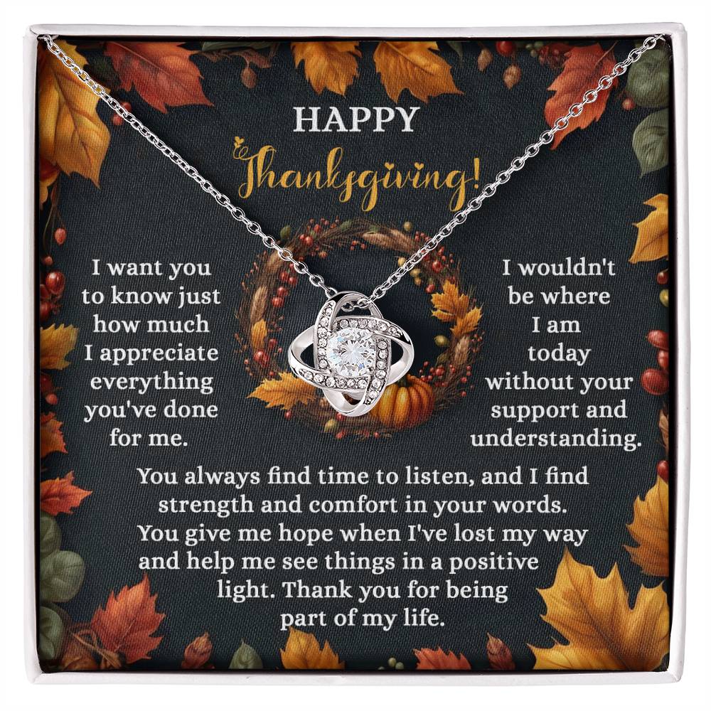 Thank You for Helping Me Find My Way Love Knot Necklace – Thanksgiving Jewelry Gift for Her