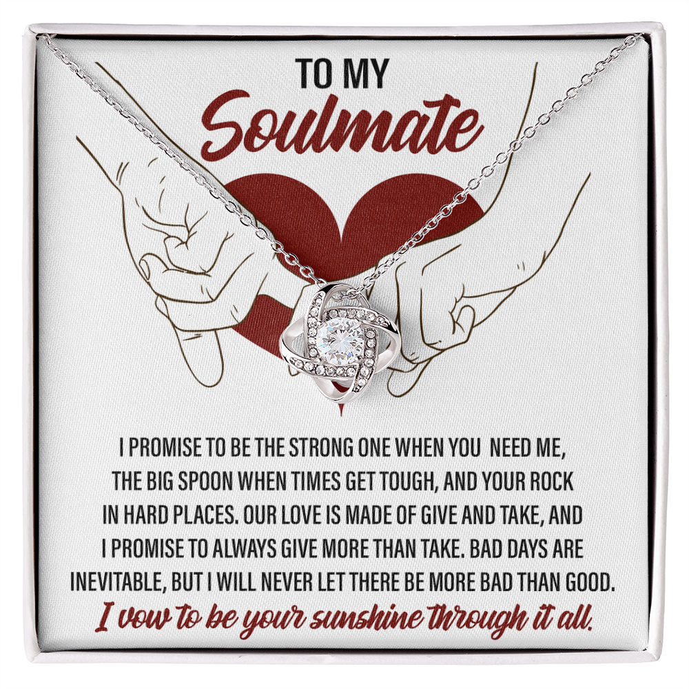 Soulmate Promise Love Knot Necklace with Heartfelt Message Card