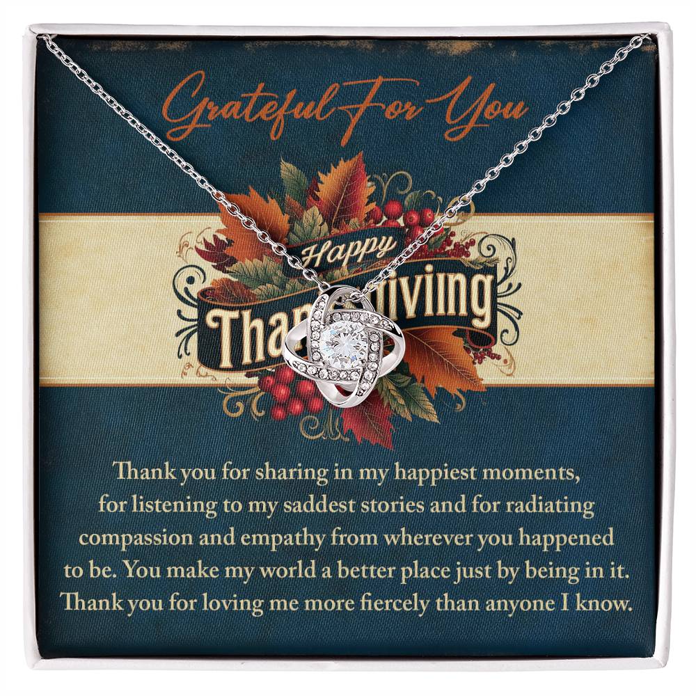 Grateful You Share Every Moment Gold Love Knot Necklace – Heartfelt Thanksgiving Gift for Her