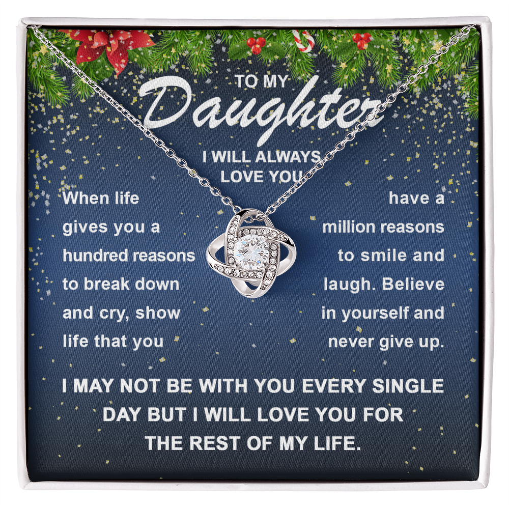 To My Daughter – I Will Always Love You, Smile & Laugh Through Life, Inspirational Christmas Necklace Gift