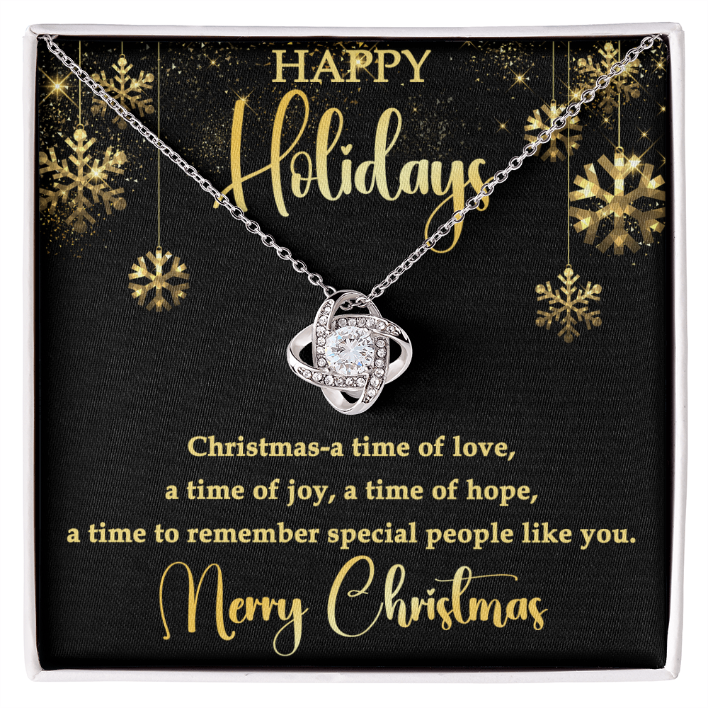 Happy Holidays Love Knot Necklace – Elegant Christmas Gift for Someone Special