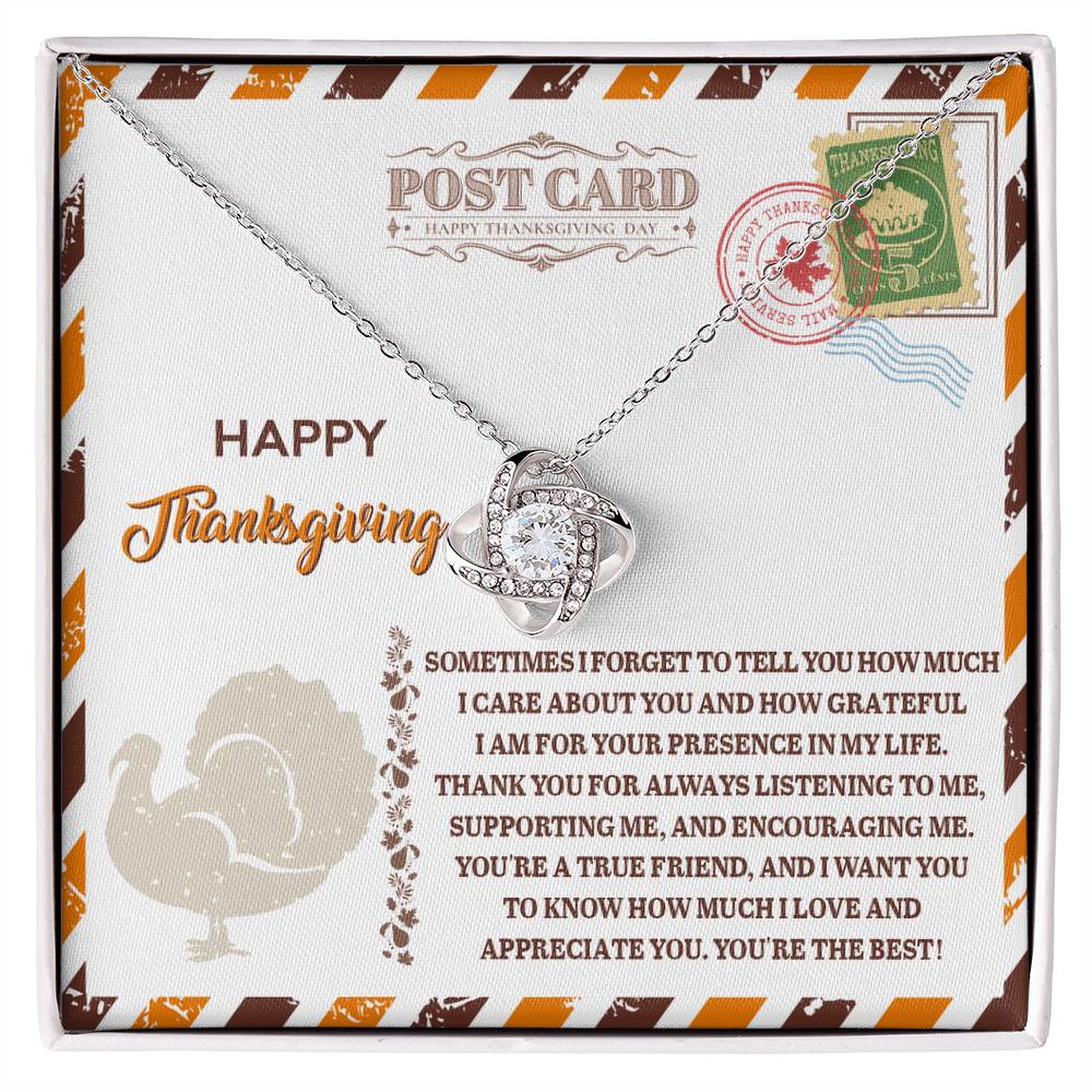 To a True Friend Love Knot Necklace – Gold or Silver Thanksgiving Appreciation Gift