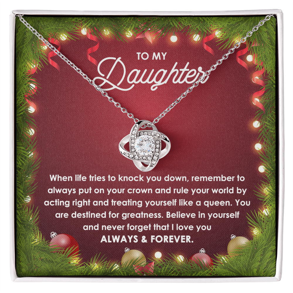 To My Daughter – Rule Your World Like a Queen, Always & Forever Inspirational Christmas Gift Necklace