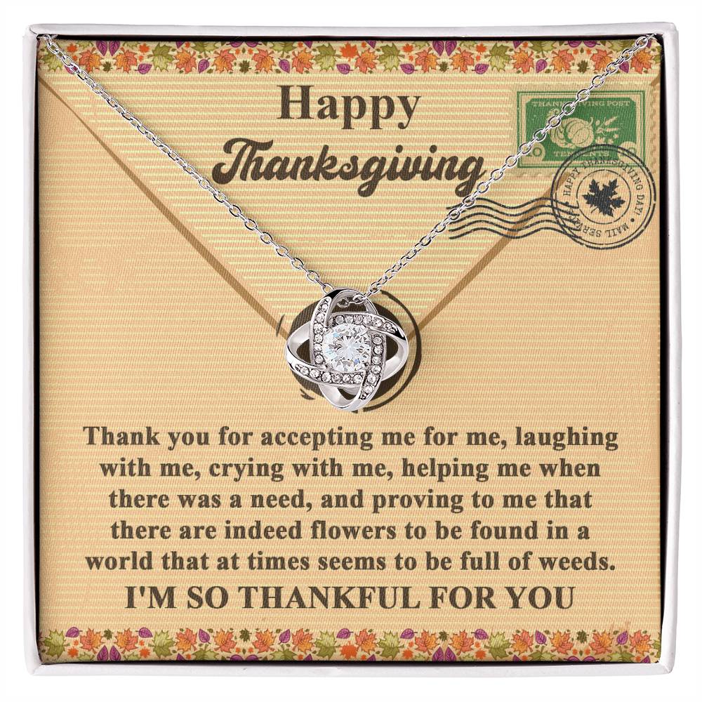 Thankful You Are One of Life’s Flowers Love Knot Necklace – Thanksgiving Gift for a Treasured Friend