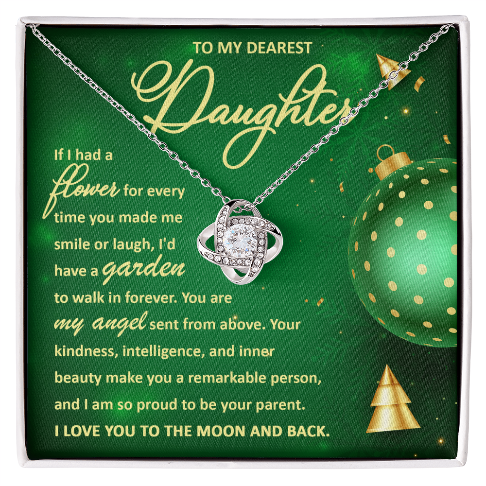 To My Dearest Daughter – My Angel, I Love You to the Moon and Back Christmas Necklace Gift