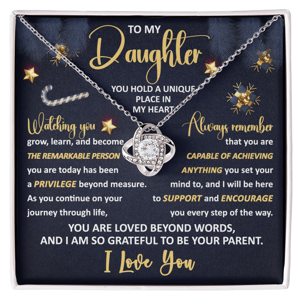 To My Daughter Necklace – You Hold a Unique Place in My Heart – Inspirational Gift from Mom or Dad