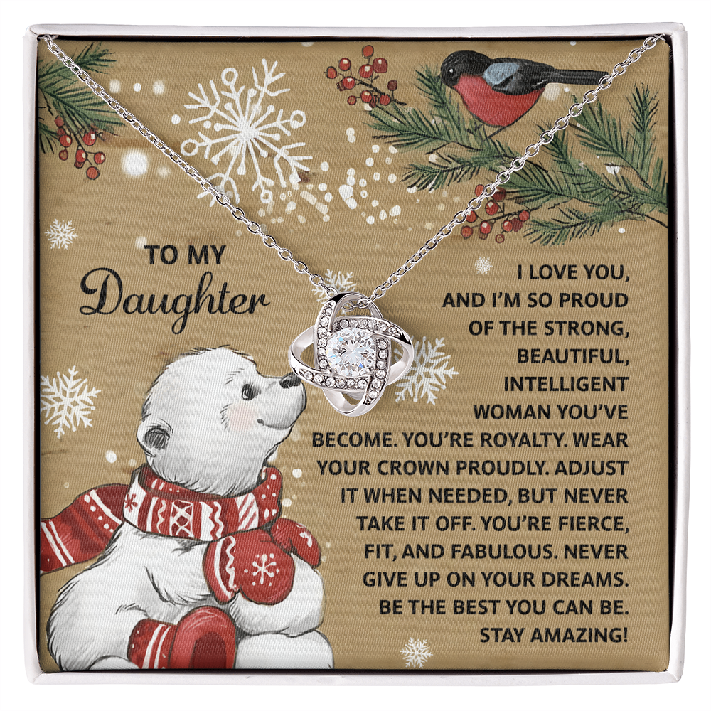 To My Daughter Christmas Necklace – Wear Your Crown Proudly – Inspirational Gift from Mom or Dad