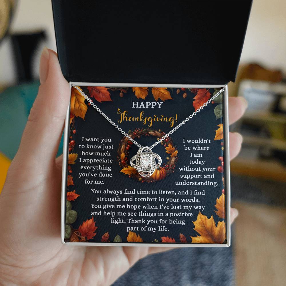 Thank You for Helping Me Find My Way Love Knot Necklace – Thanksgiving Jewelry Gift for Her