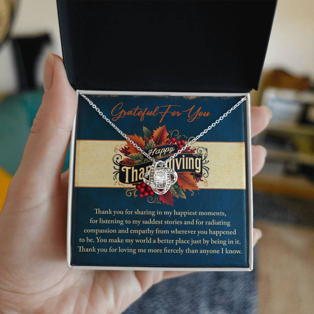 Grateful You Share Every Moment Gold Love Knot Necklace – Heartfelt Thanksgiving Gift for Her