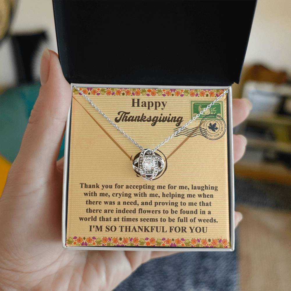 Thankful You Are One of Life’s Flowers Love Knot Necklace – Thanksgiving Gift for a Treasured Friend