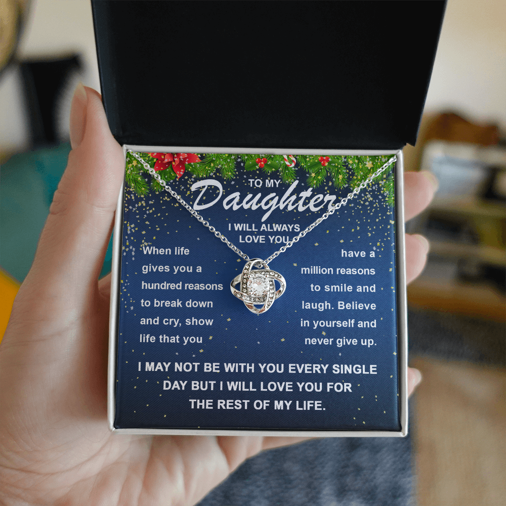 To My Daughter – I Will Always Love You, Smile & Laugh Through Life, Inspirational Christmas Necklace Gift