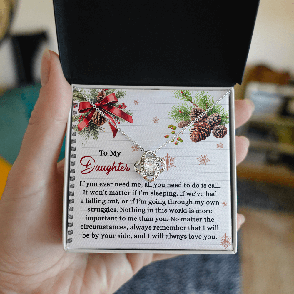 To My Daughter – I Will Always Be By Your Side, Unconditional Love Christmas Necklace Gift