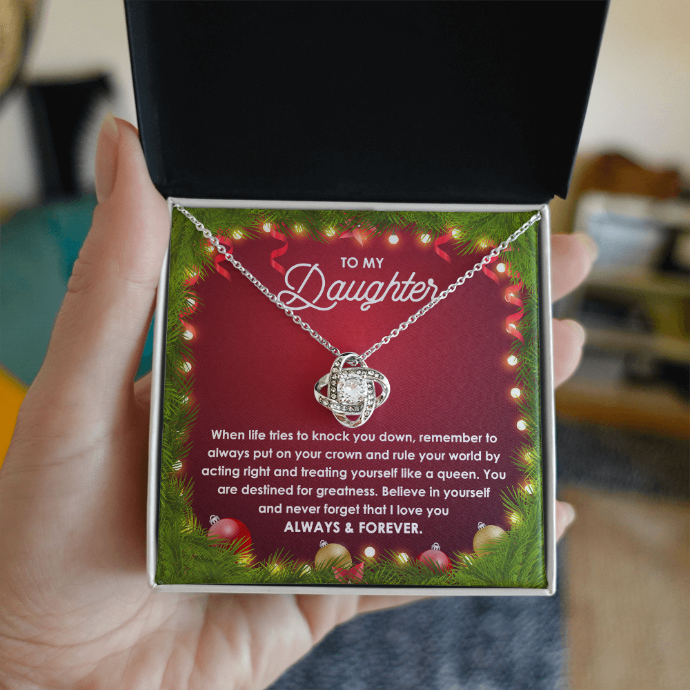 To My Daughter – Rule Your World Like a Queen, Always & Forever Inspirational Christmas Gift Necklace