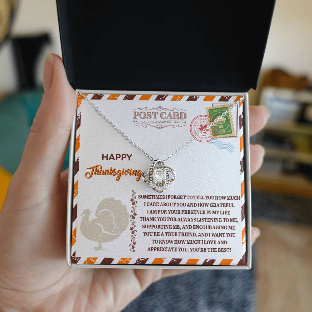 To a True Friend Love Knot Necklace – Gold or Silver Thanksgiving Appreciation Gift