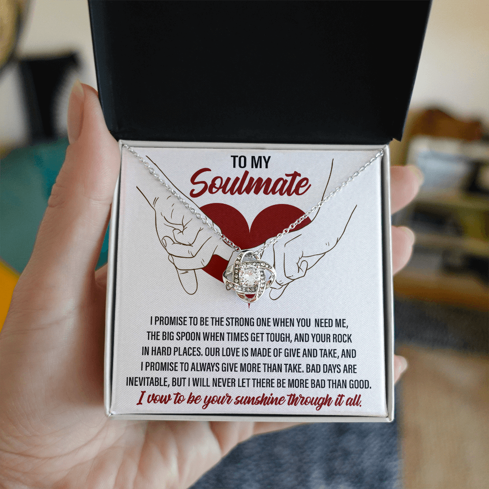 Soulmate Promise Love Knot Necklace with Heartfelt Message Card