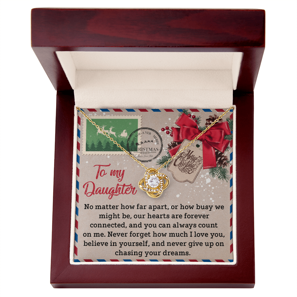 To My Daughter Christmas Necklace – Forever Connected Long Distance Gift from Mom or Dad