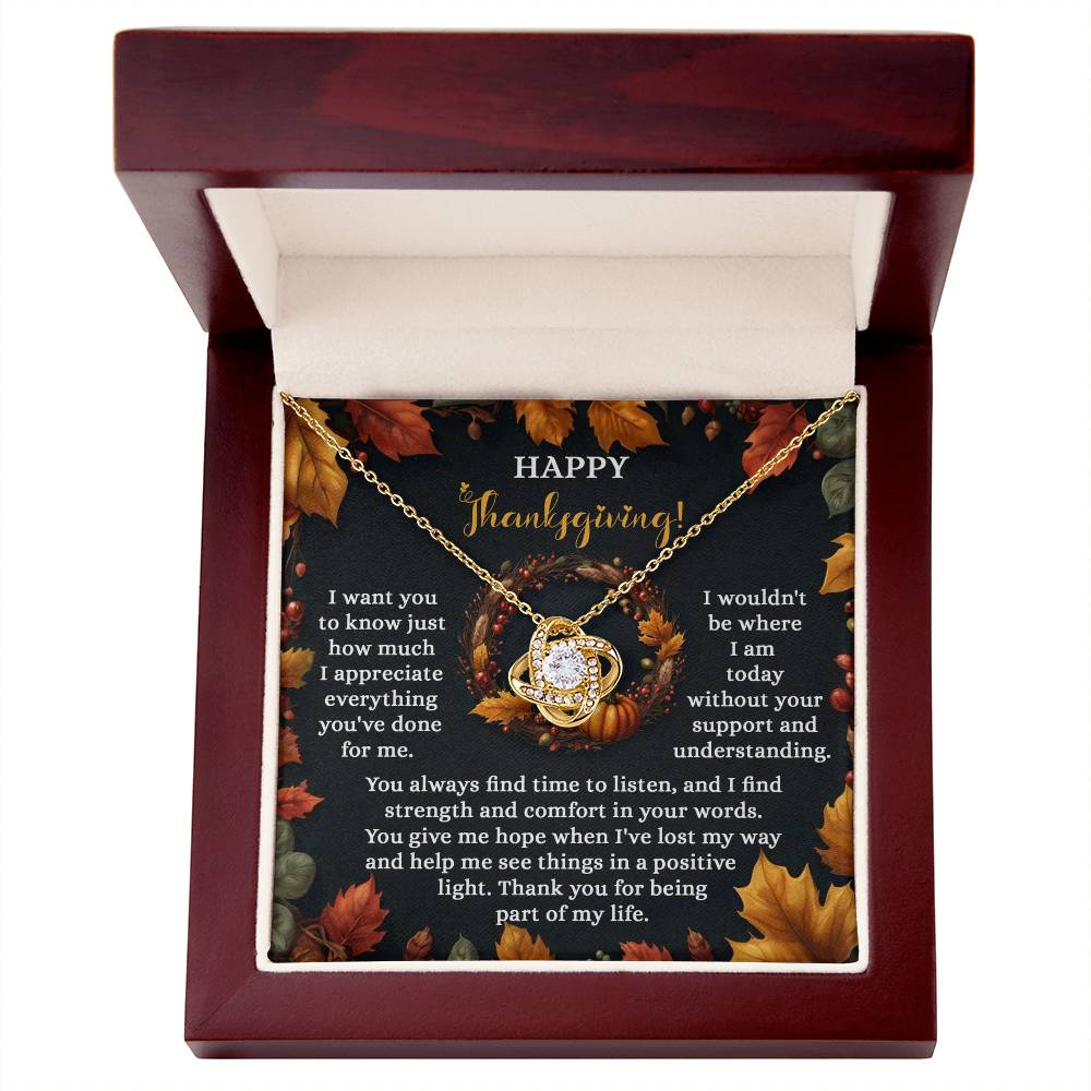 Thank You for Helping Me Find My Way Love Knot Necklace – Thanksgiving Jewelry Gift for Her