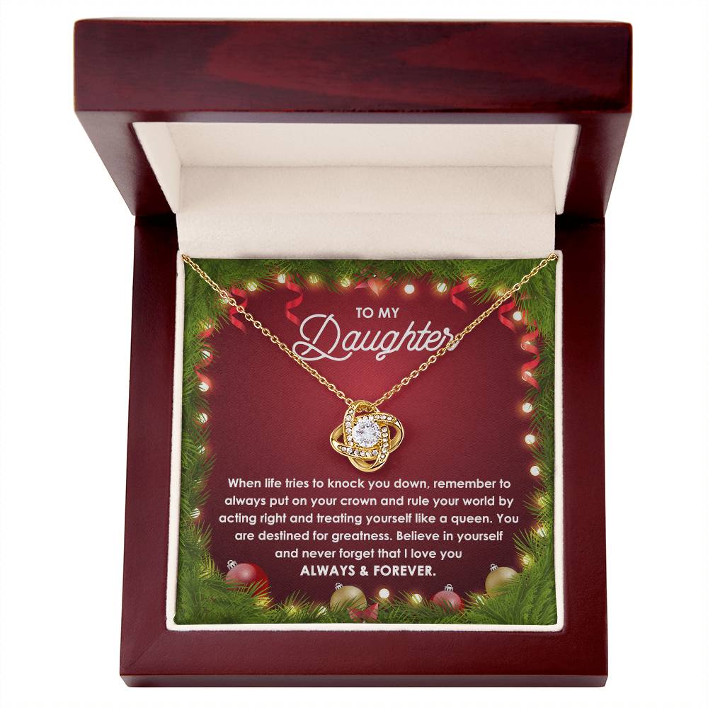 To My Daughter – Rule Your World Like a Queen, Always & Forever Inspirational Christmas Gift Necklace