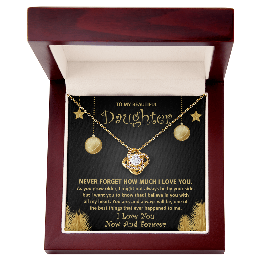 To My Beautiful Daughter Necklace – Never Forget How Much I Love You – Meaningful Gift from Mom or Dad