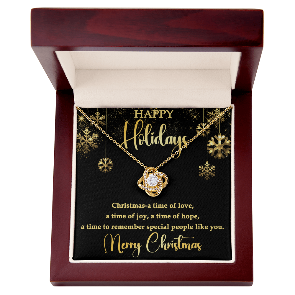 Happy Holidays Love Knot Necklace – Elegant Christmas Gift for Someone Special