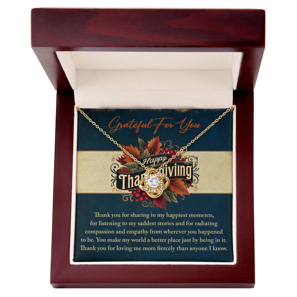 Grateful You Share Every Moment Gold Love Knot Necklace – Heartfelt Thanksgiving Gift for Her