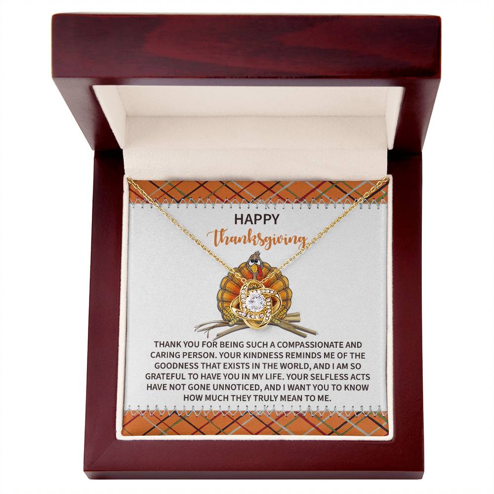 Thankful for Your Kind Heart Gold Love Knot Necklace – Meaningful Thanksgiving Gift for Her