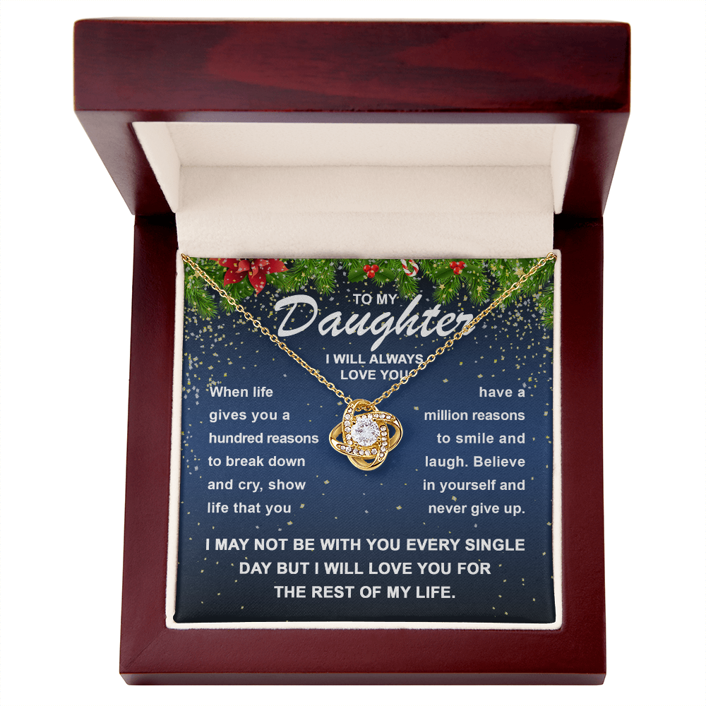 To My Daughter – I Will Always Love You, Smile & Laugh Through Life, Inspirational Christmas Necklace Gift
