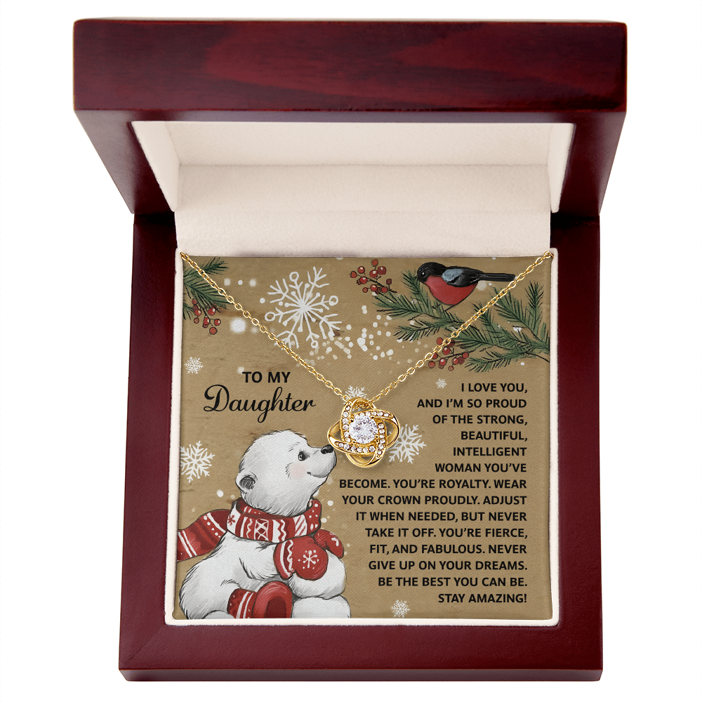 To My Daughter Christmas Necklace – Wear Your Crown Proudly – Inspirational Gift from Mom or Dad