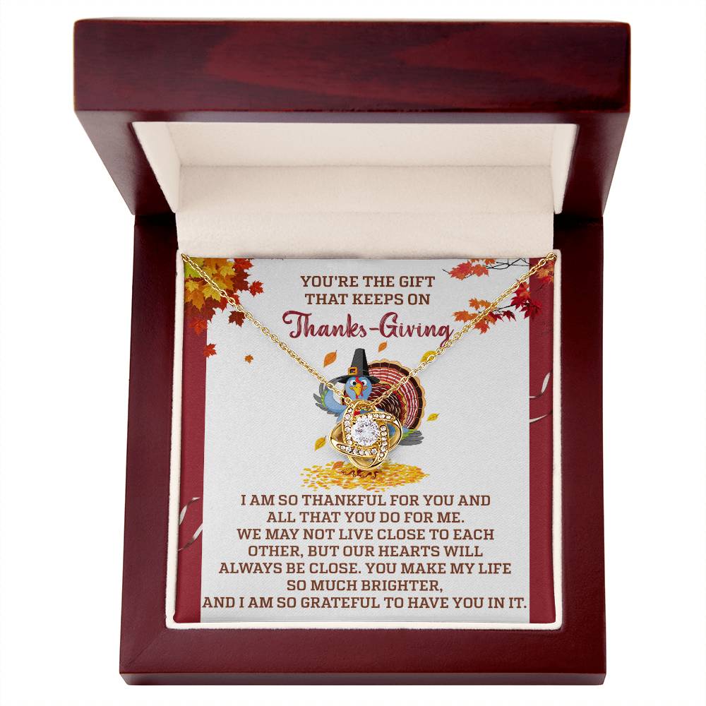 Our Hearts Will Always Be Close Love Knot Necklace – Long-Distance Jewelry Thanksgiving Gift