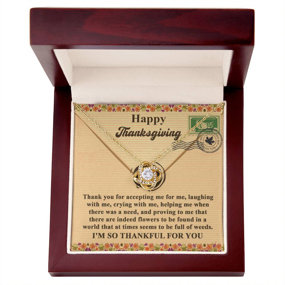 Thankful You Are One of Life’s Flowers Love Knot Necklace – Thanksgiving Gift for a Treasured Friend