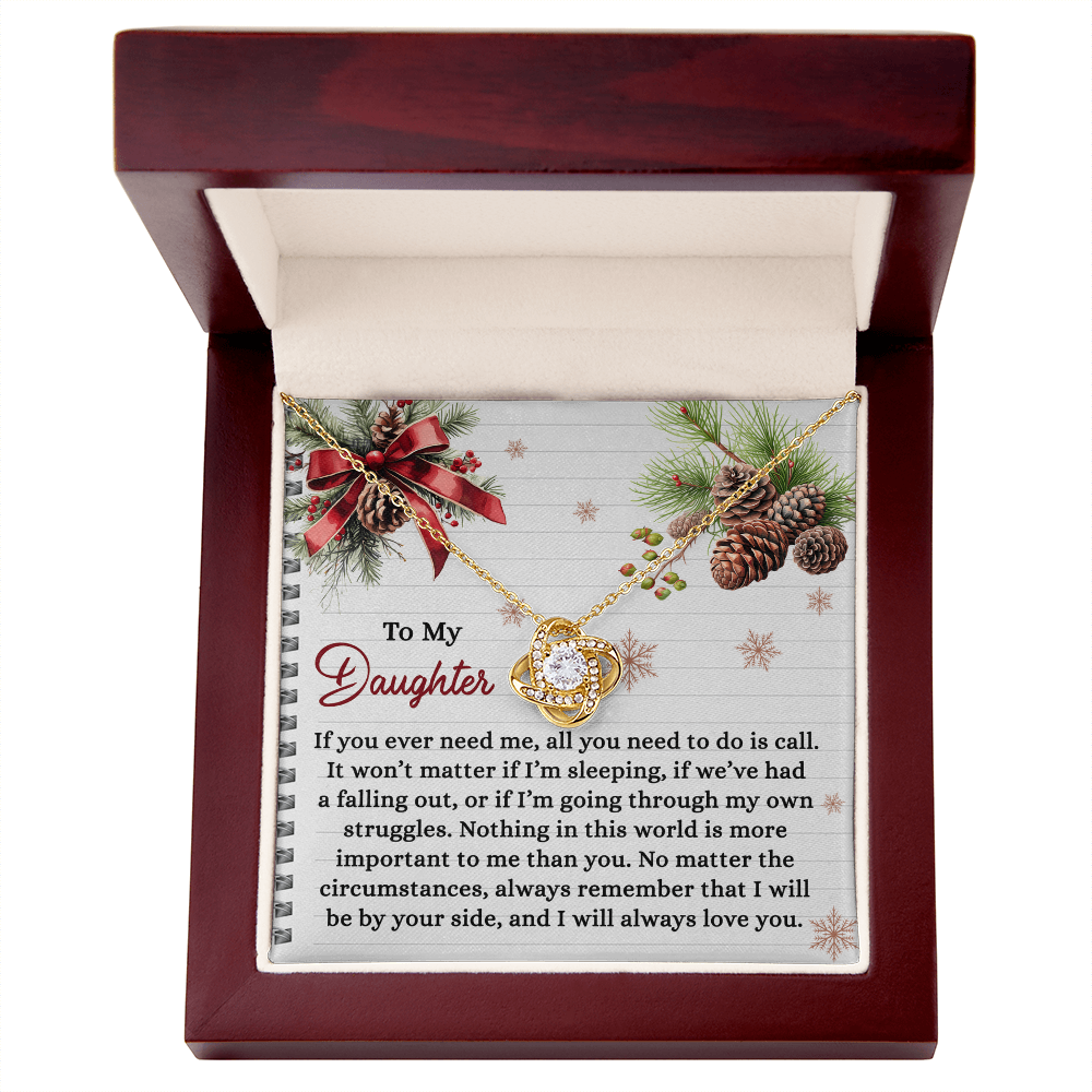 To My Daughter – I Will Always Be By Your Side, Unconditional Love Christmas Necklace Gift