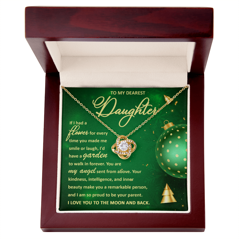To My Dearest Daughter – My Angel, I Love You to the Moon and Back Christmas Necklace Gift