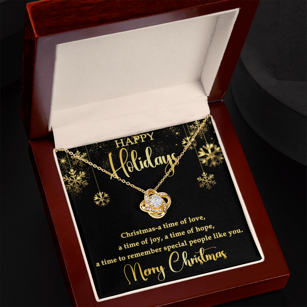 Happy Holidays Love Knot Necklace – Elegant Christmas Gift for Someone Special