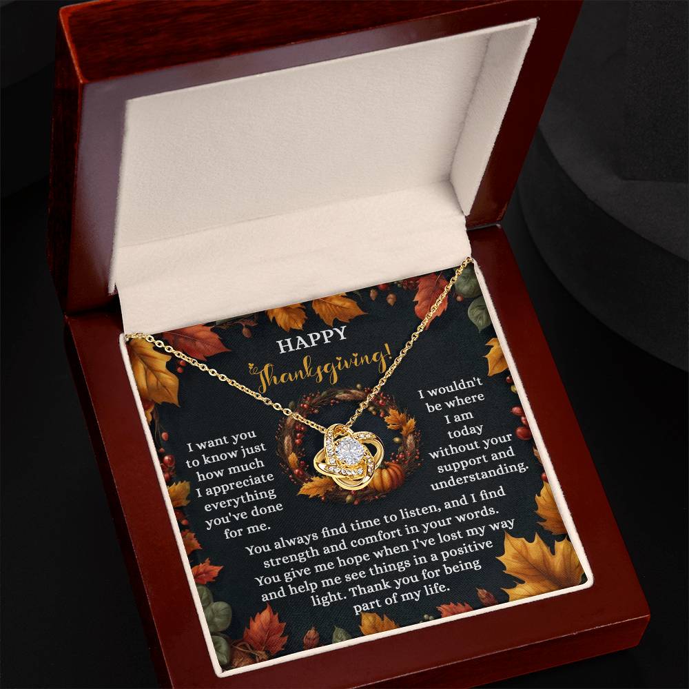 Thank You for Helping Me Find My Way Love Knot Necklace – Thanksgiving Jewelry Gift for Her