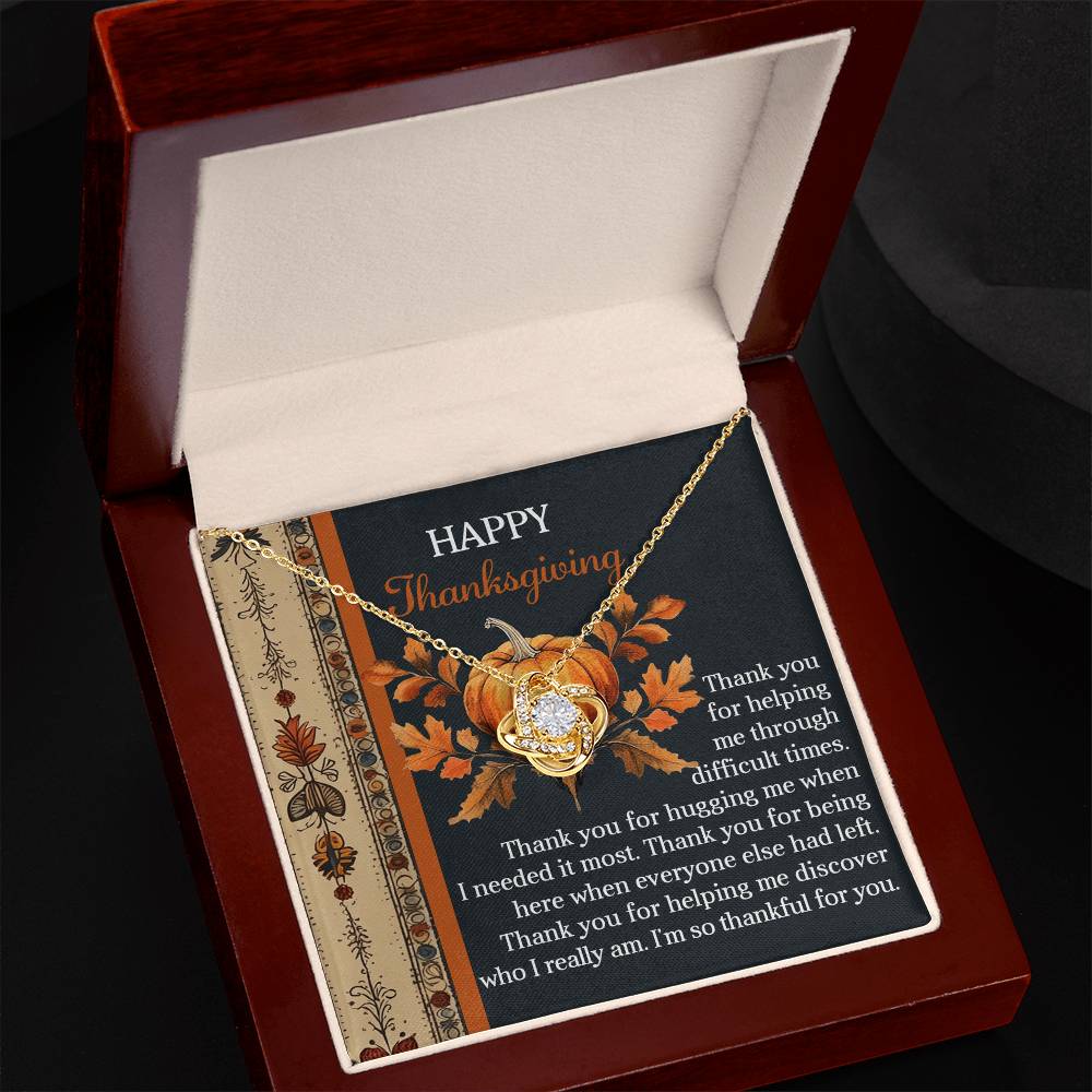 Thanks for Giving Me Your Love – Big Hug Thanksgiving Gift for Her - Love Knot Necklace